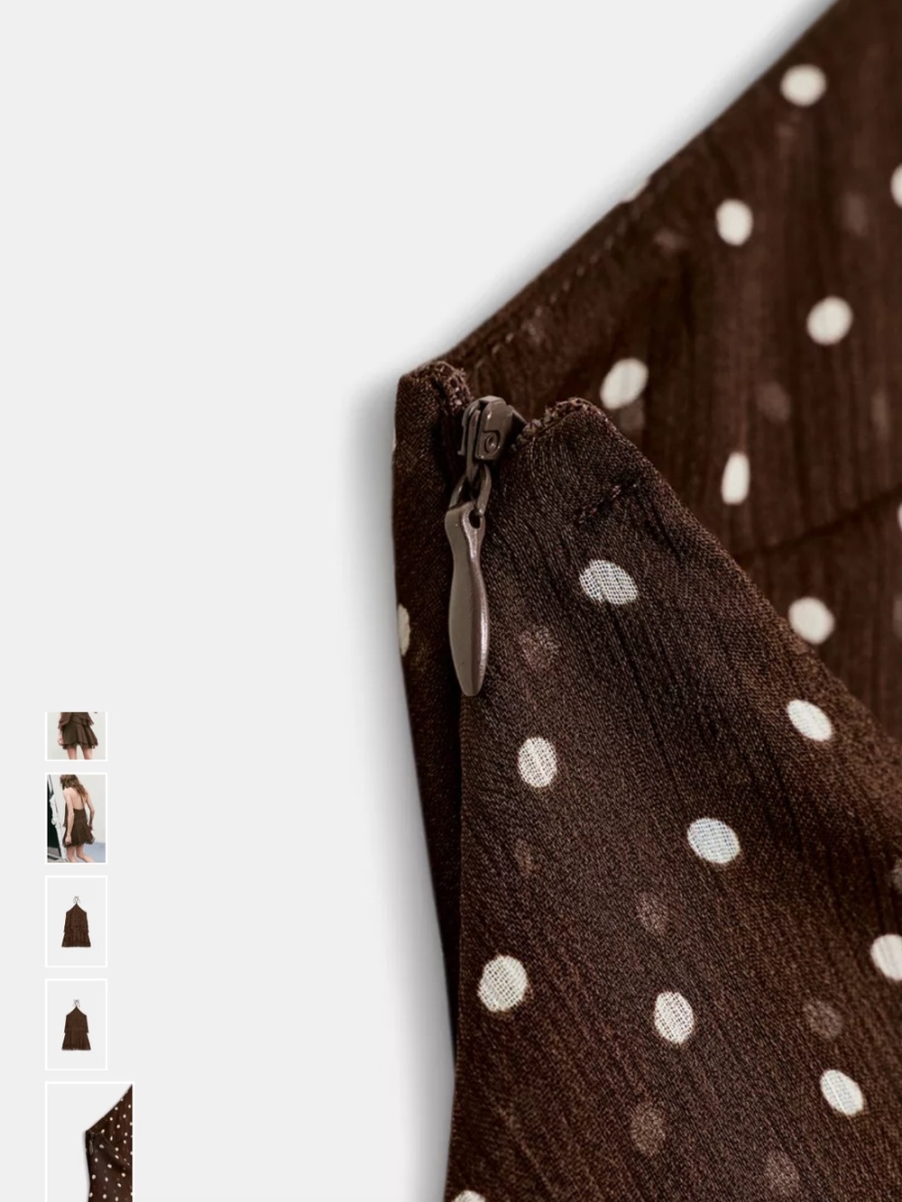NWT Zara Brown Polka Dot Layered Halter Dress - Picture 4 of 9